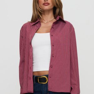 Mandisa Long Sleeve Top Red Stripe