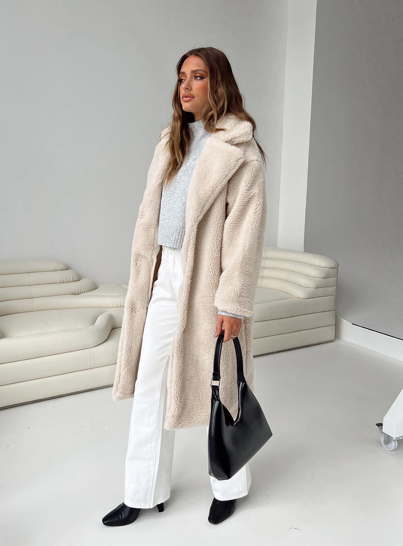 Leah Teddy Coat Beige - Image 7