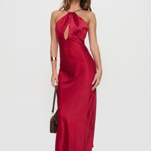 Saja Cut Out Maxi Dress Red