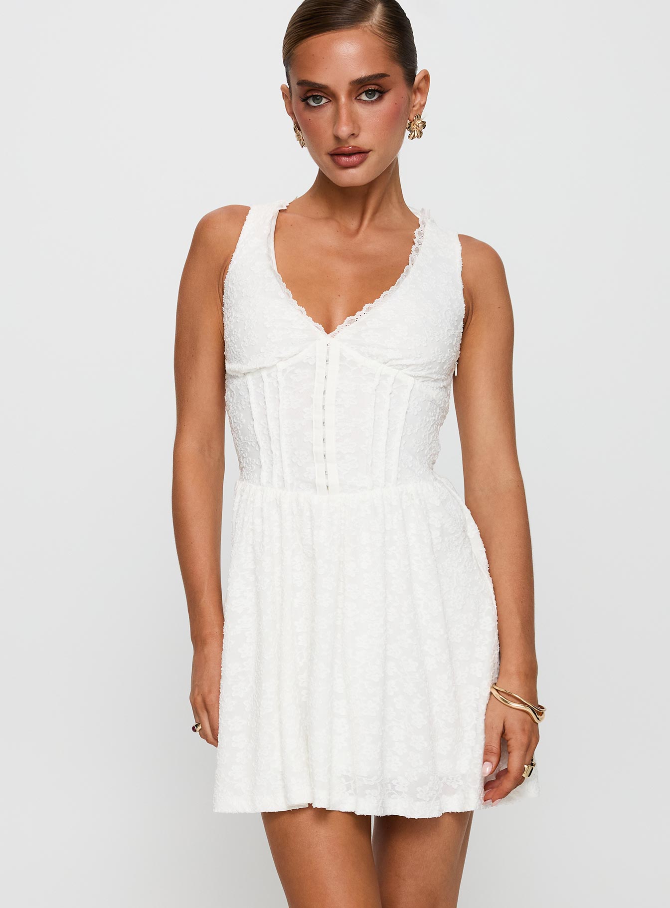 Loveluck Lace Mini Dress White - Image 2