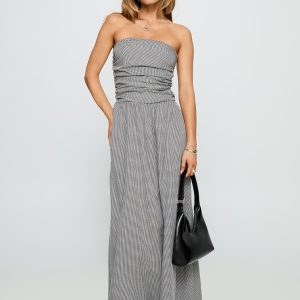 Arkadia Strapless Maxi Dress Black / White Check