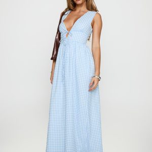 Pokey Maxi Dress Blue Check