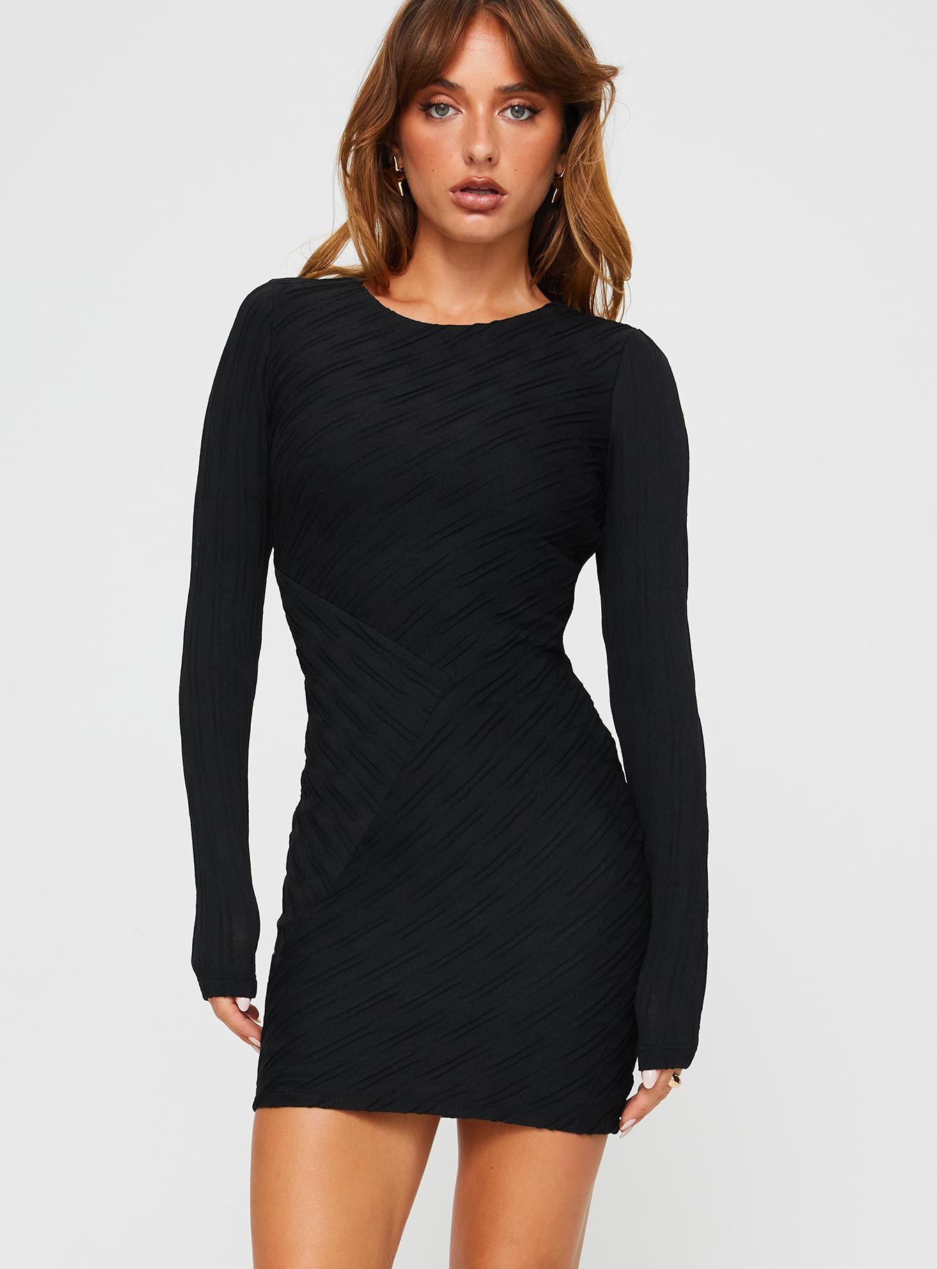 Dakara Long Sleeve Mini Dress Black - Image 2