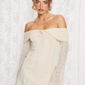 Colettie Long Sleeve Mini Dress Cream