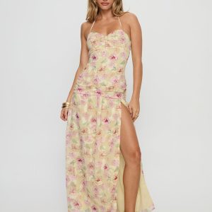 Deserae Halter Maxi Dress Floral Multi