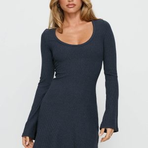Best Interest Long Sleeve Mini Dress Navy
