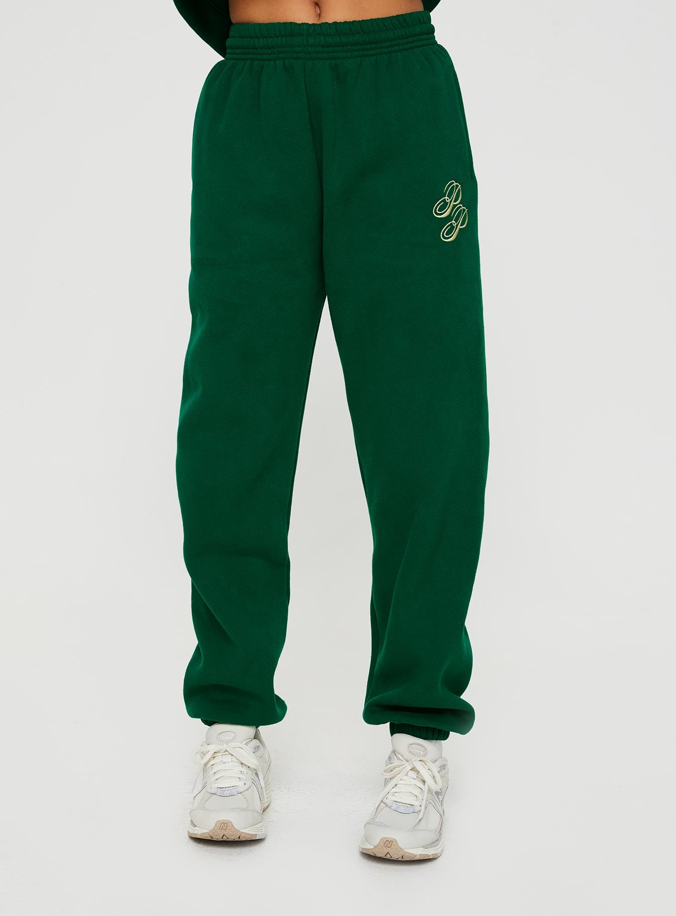 Princess Polly Track Pants Script Green / Ivory - Image 2