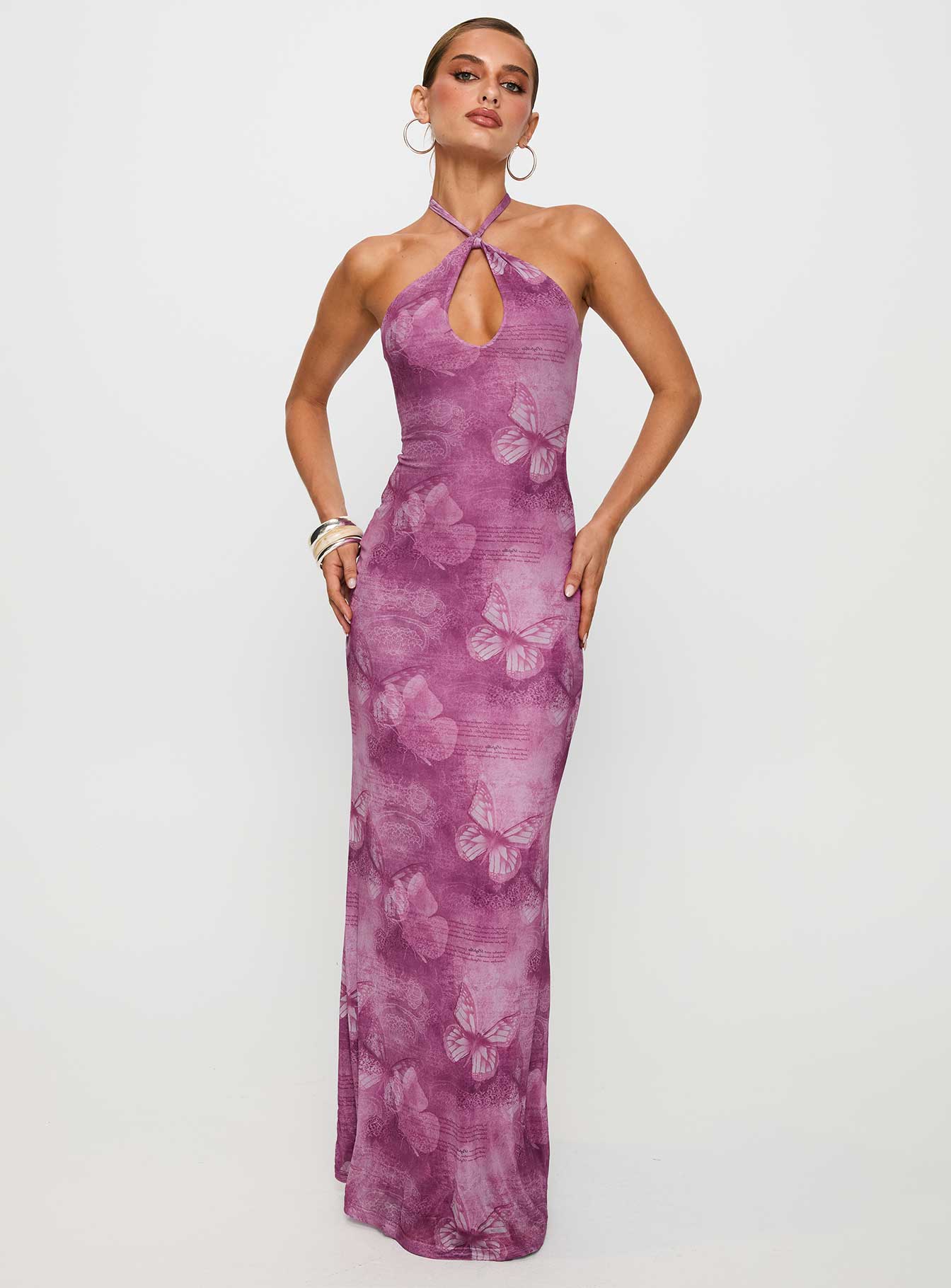 Nathaleia Halter Maxi Dress Purple - Image 2