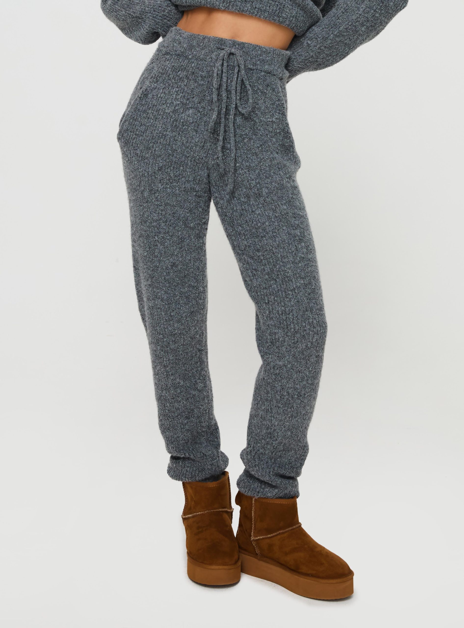 Abrams Rib Knit Pants Charcoal Marle - Image 2