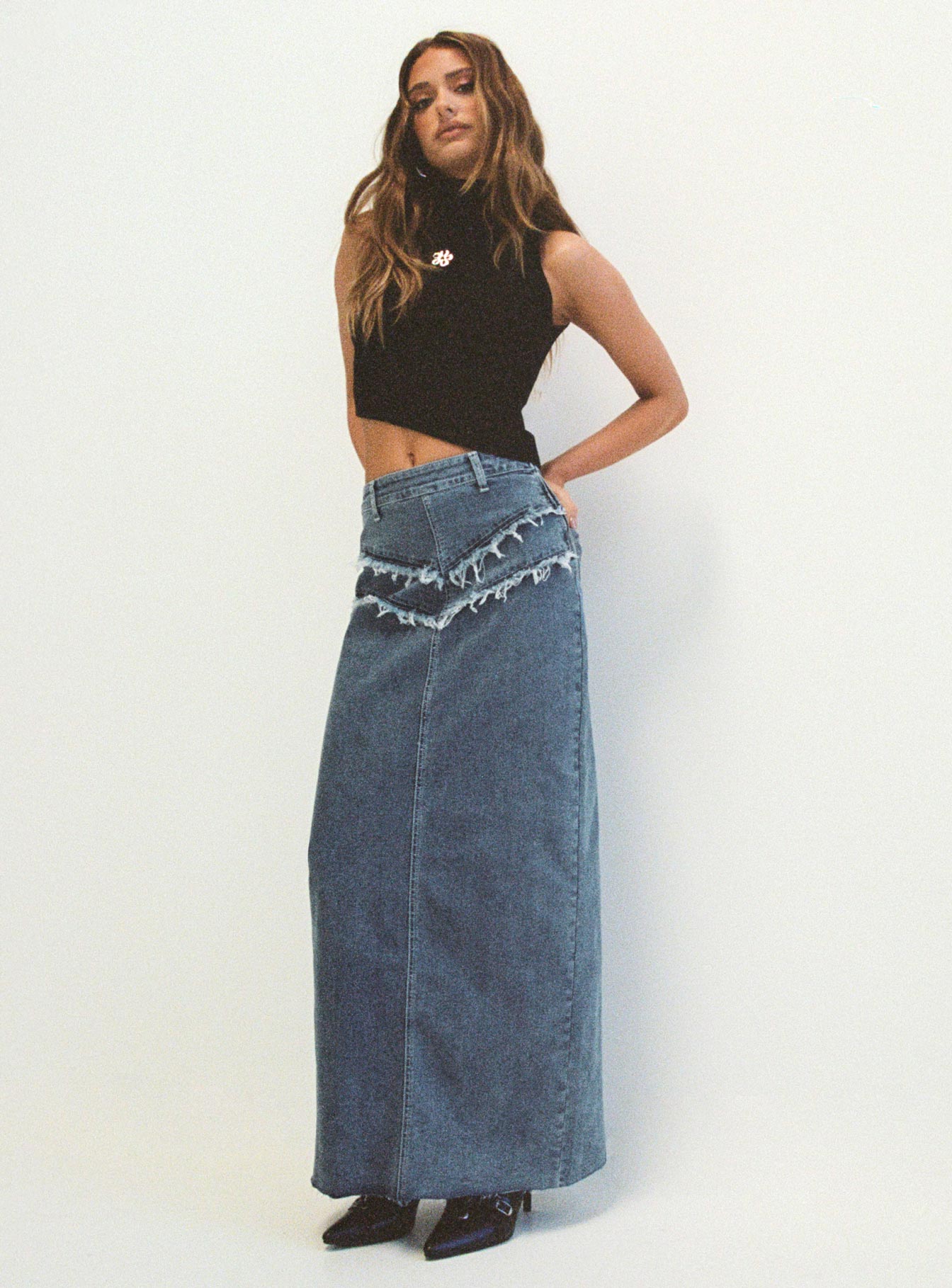 Lune Denim Maxi Skirt Blue - Image 11