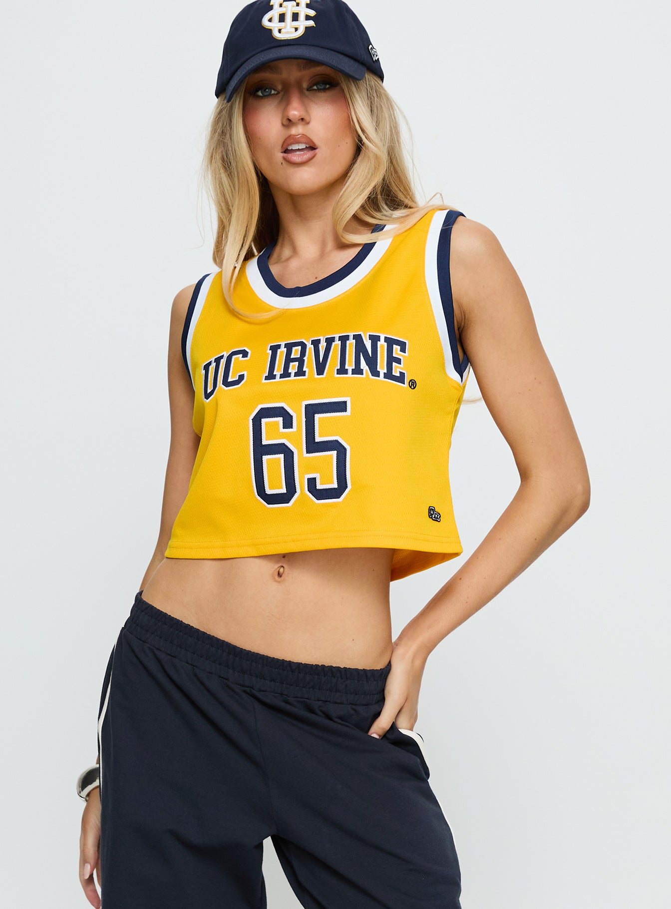 UC Irvine Cropped Basketball Jersey Tank Yellow - Image 2