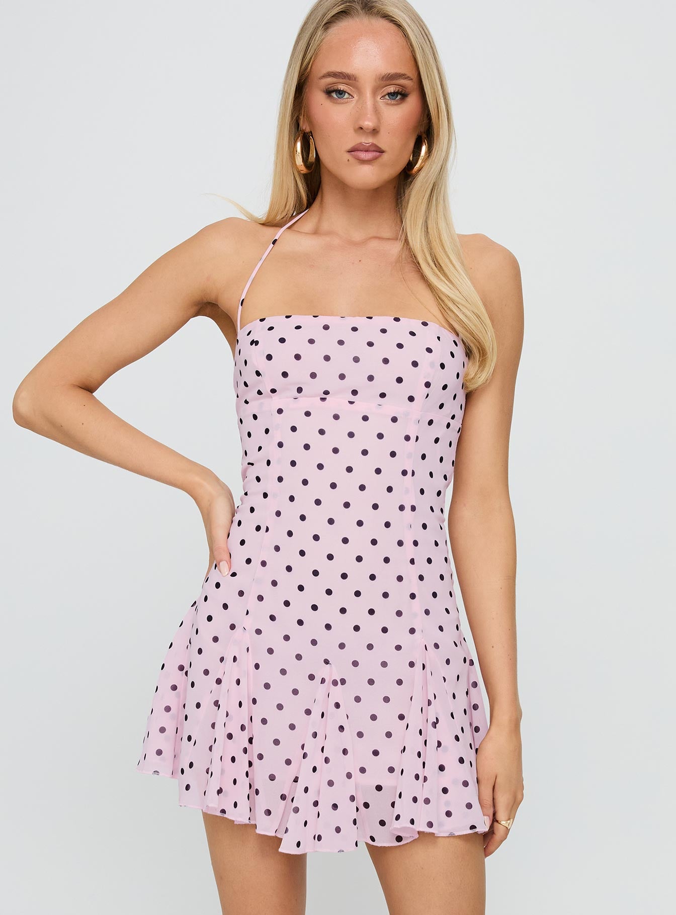Delamere Mini Dress Pink / Black Polka - Image 2
