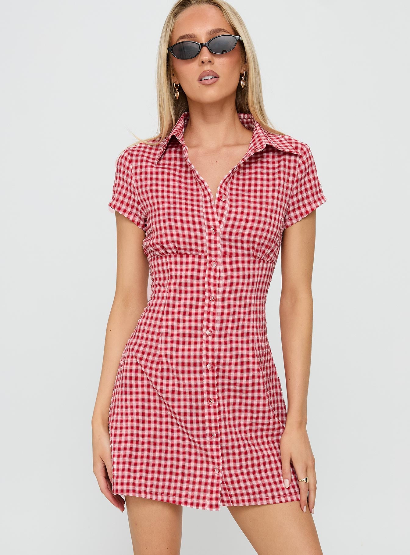 Motley Mini Dress Red Check - Image 2