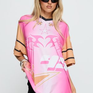 Moto Angel Graphic Top Pink / Orange