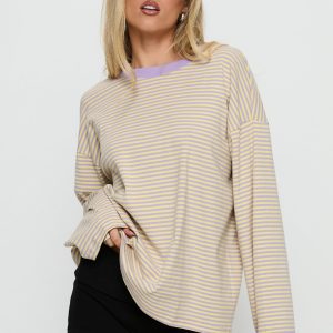 Settle Down Long Sleeve Top Lilac / Lemon Stripe