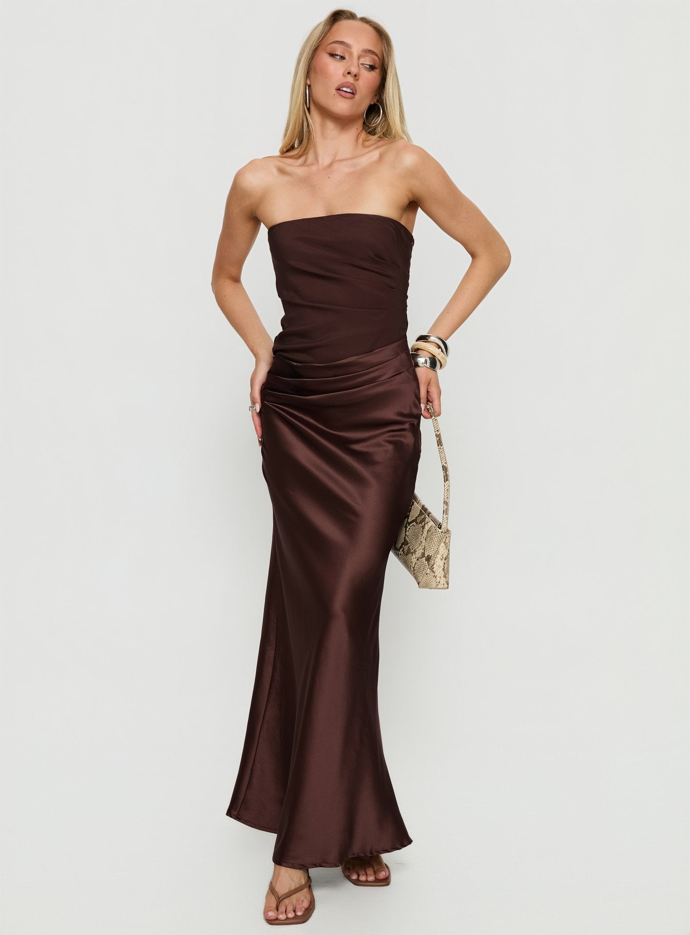 Lulita Strapless Maxi Dress Brown - Image 2