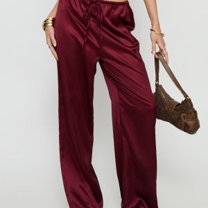 Soulstar Satin Pants Wine