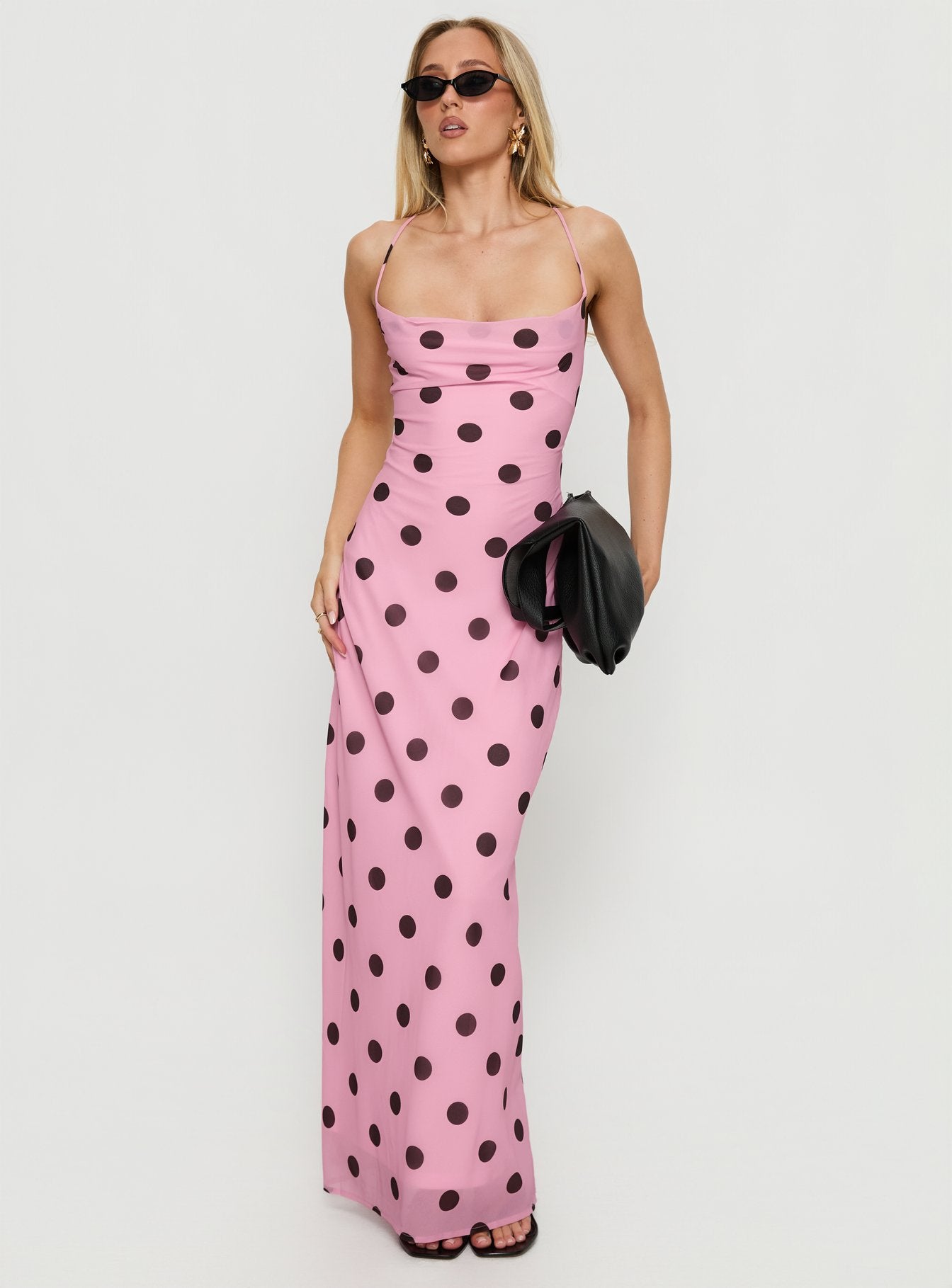 Celena Maxi Dress Pink / Brown Polka - Image 2