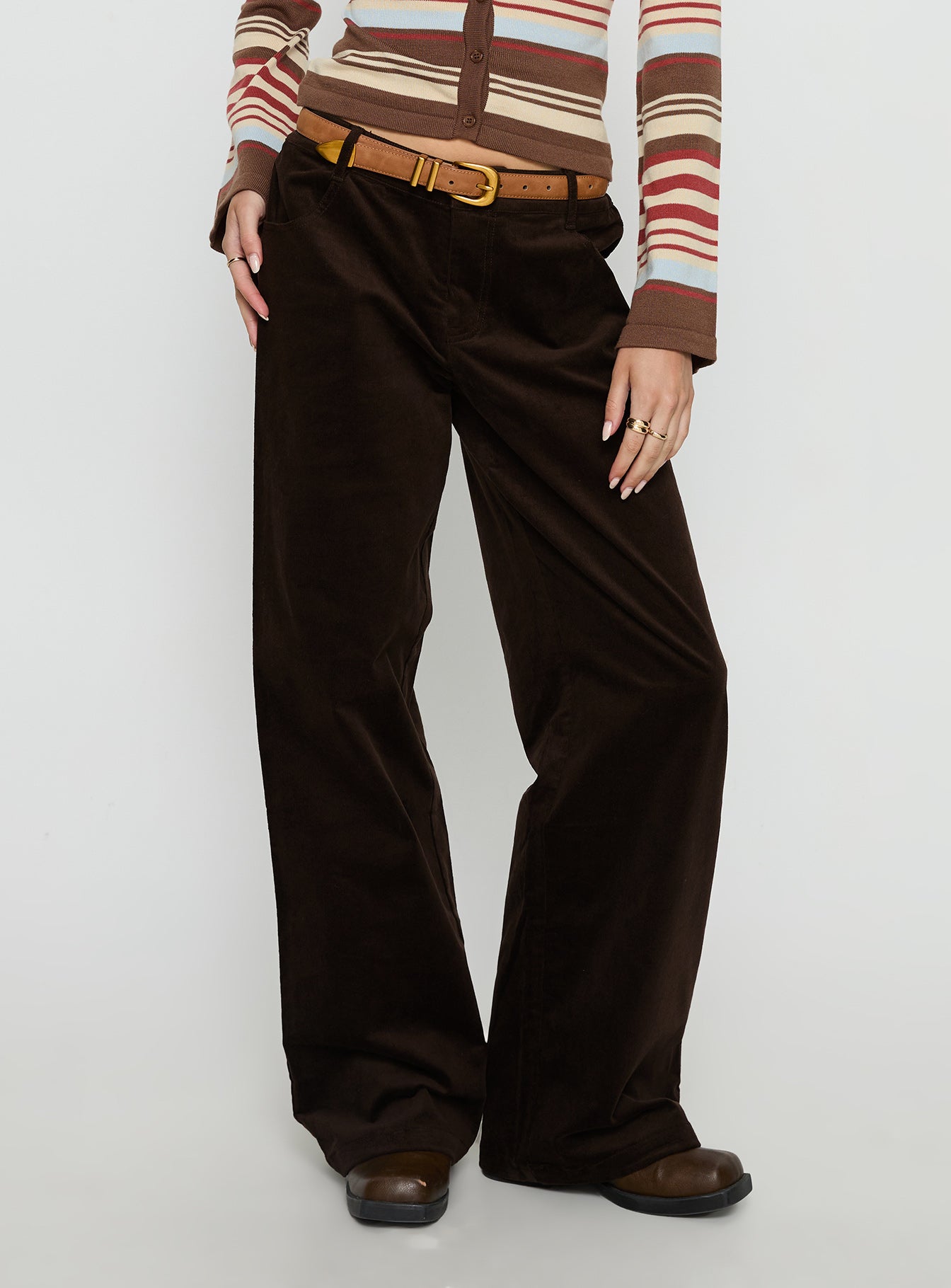 Kenza Wide Leg Corduroy Pant Brown - Image 2