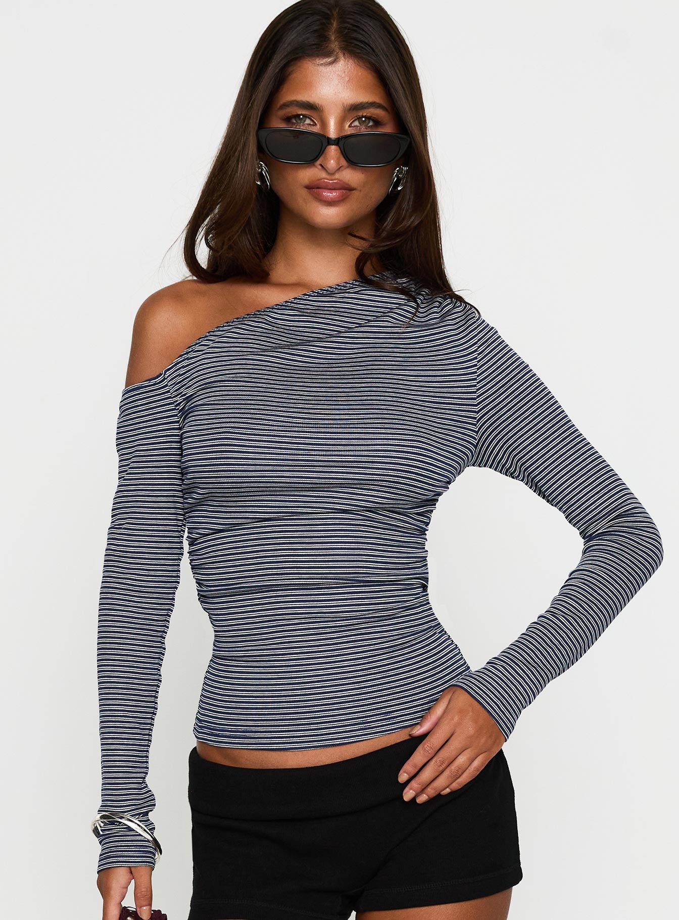 Beller Long Sleeve Top Navy Stripe - Image 2