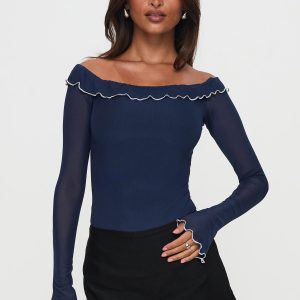 Arsema Off The Shoulder Bodysuit Navy