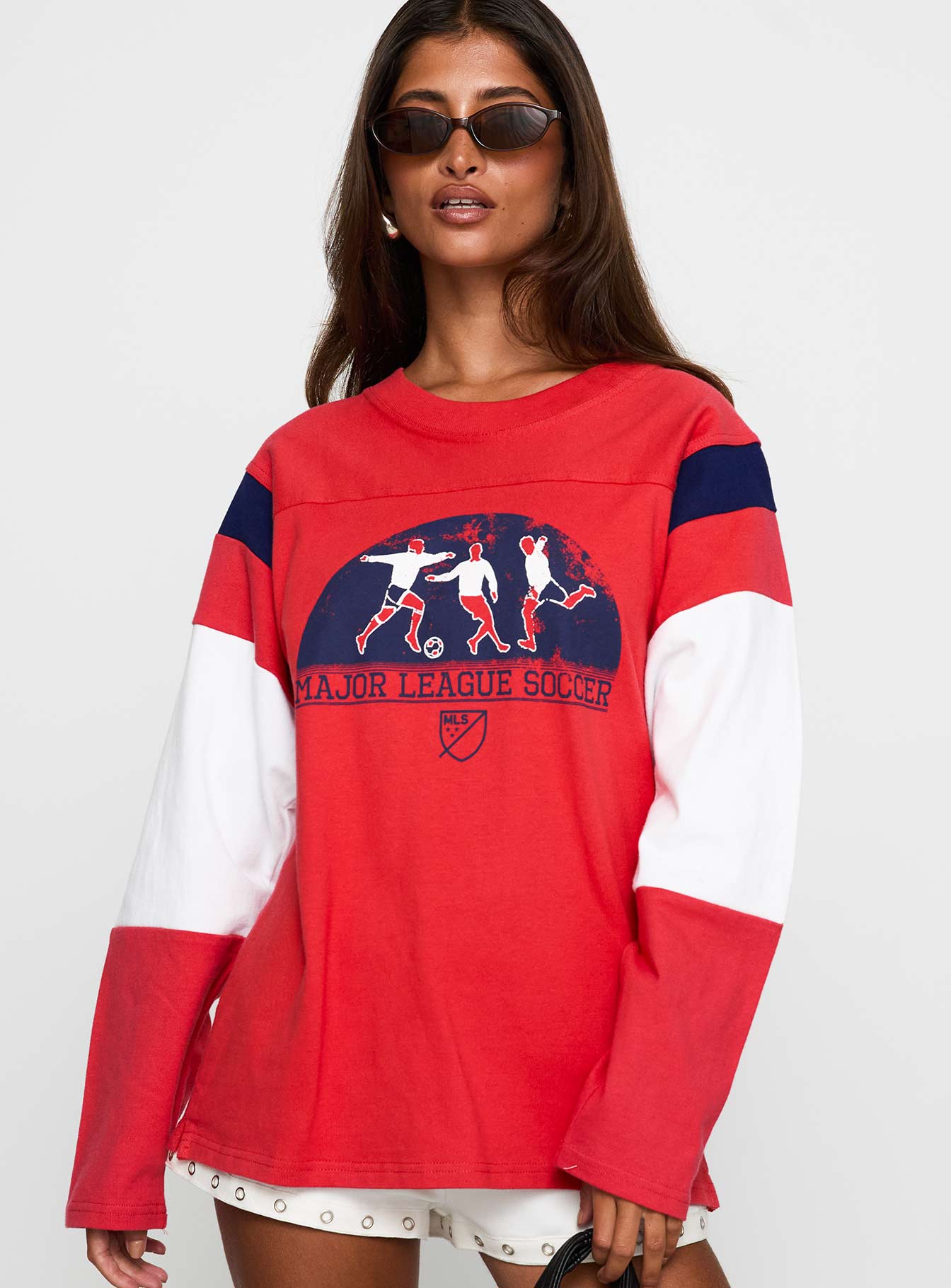 MLS 96 Retro Oversized Long Sleeve Top Red - Image 2