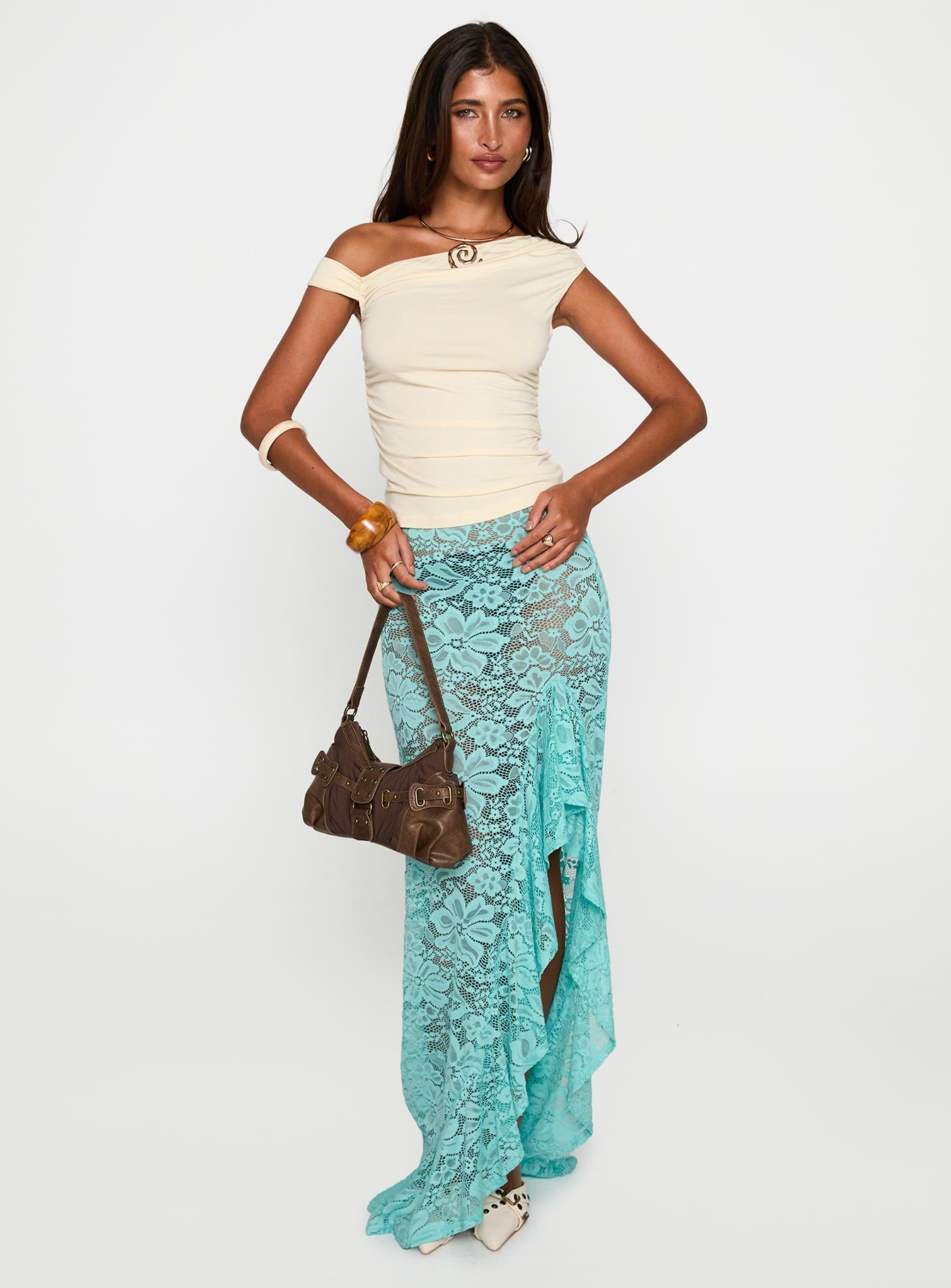 Bluemoon Lace Maxi Skirt Blue - Image 2