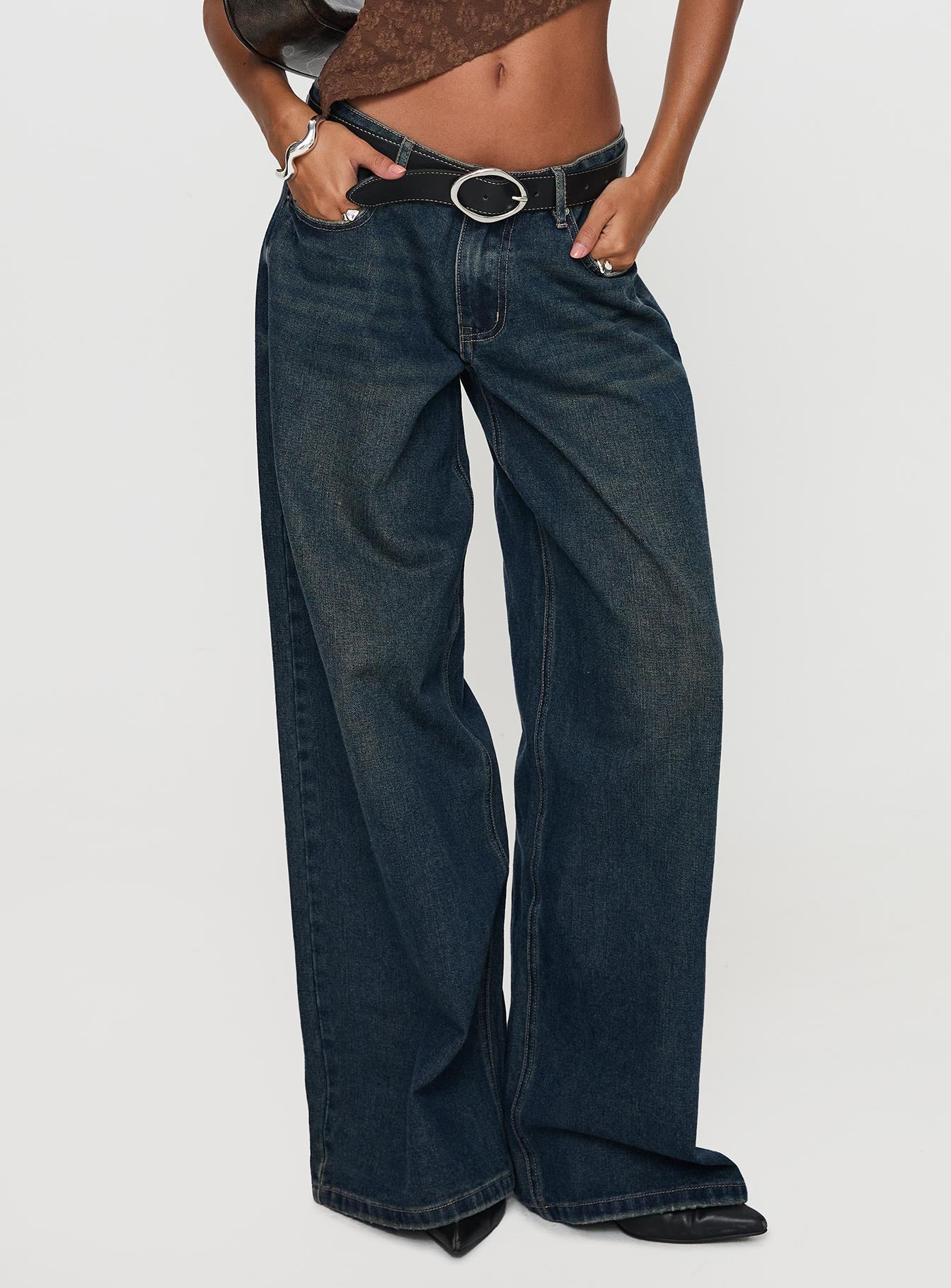 Hocus Pocus Low Rise Wide Leg Jean Dark Wash - Image 2