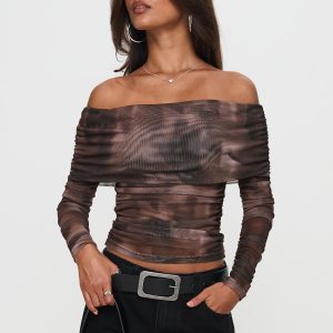 Good Taste Off Shoulder Long Sleeve Top Multi