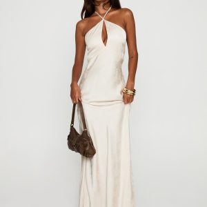 Limosina Halter Maxi Dress Champagne