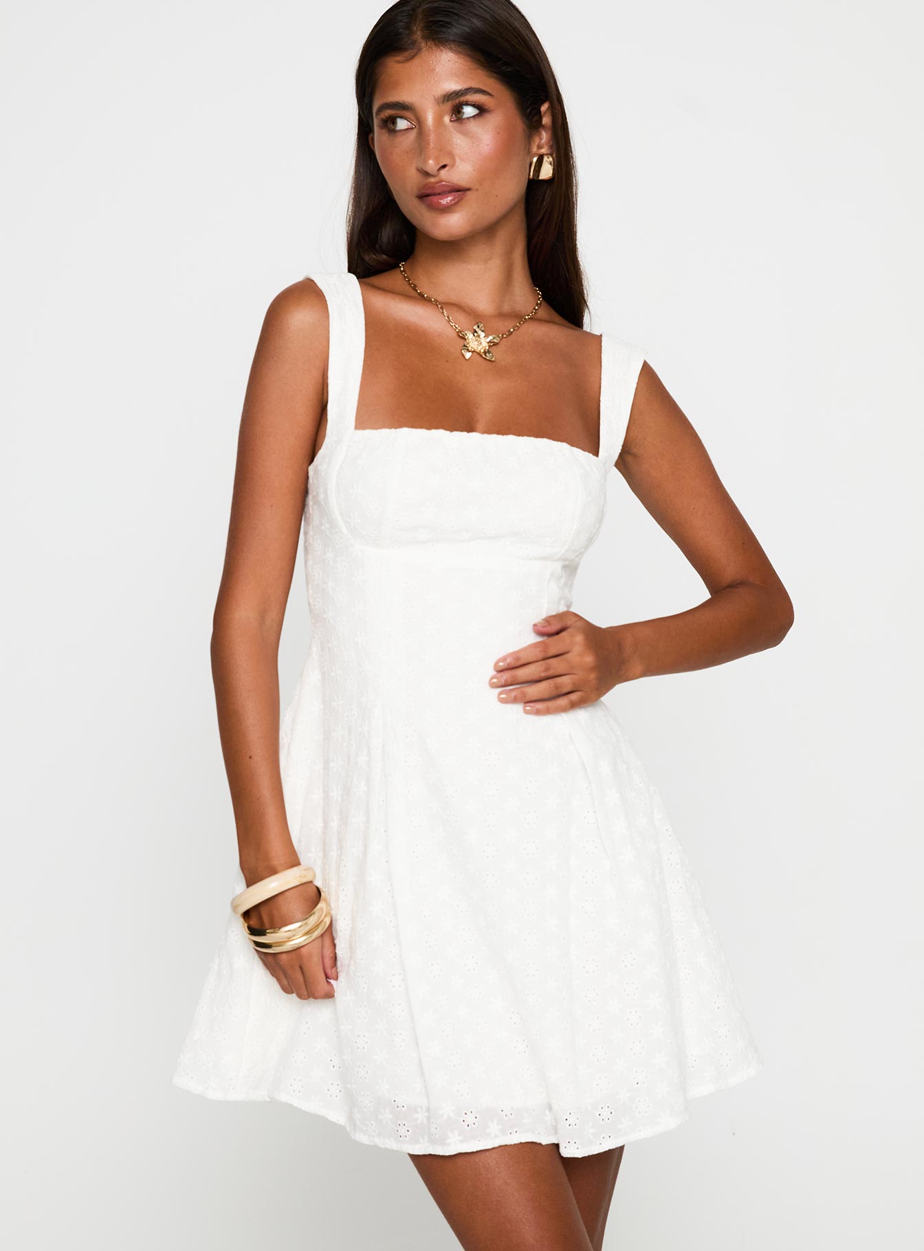 Xanthus Embroidered Mini Dress White - Image 2