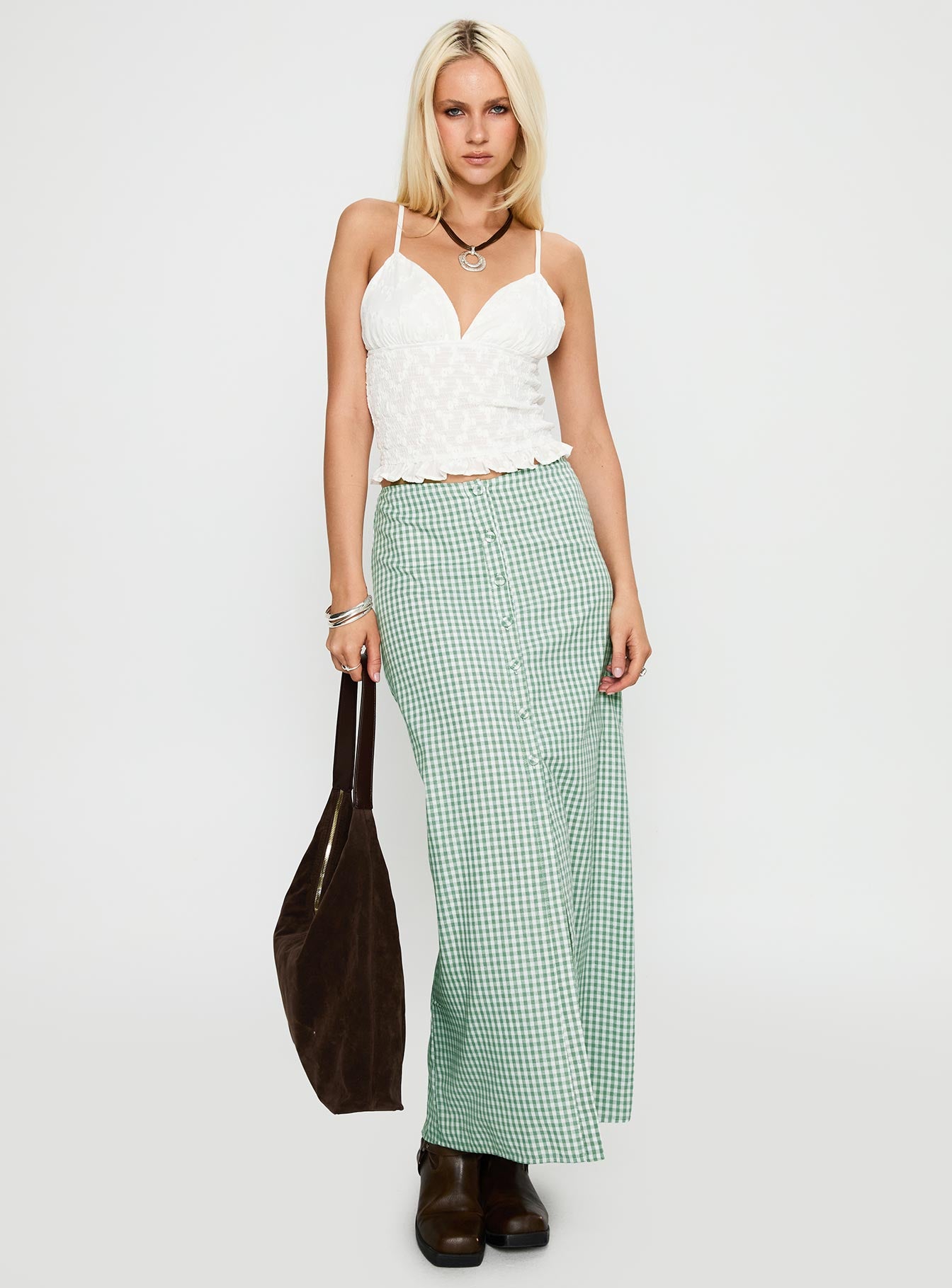 Macadamia Maxi Skirt Green / White - Image 2