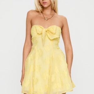 Loulani Strapless Mini Dress Lemon