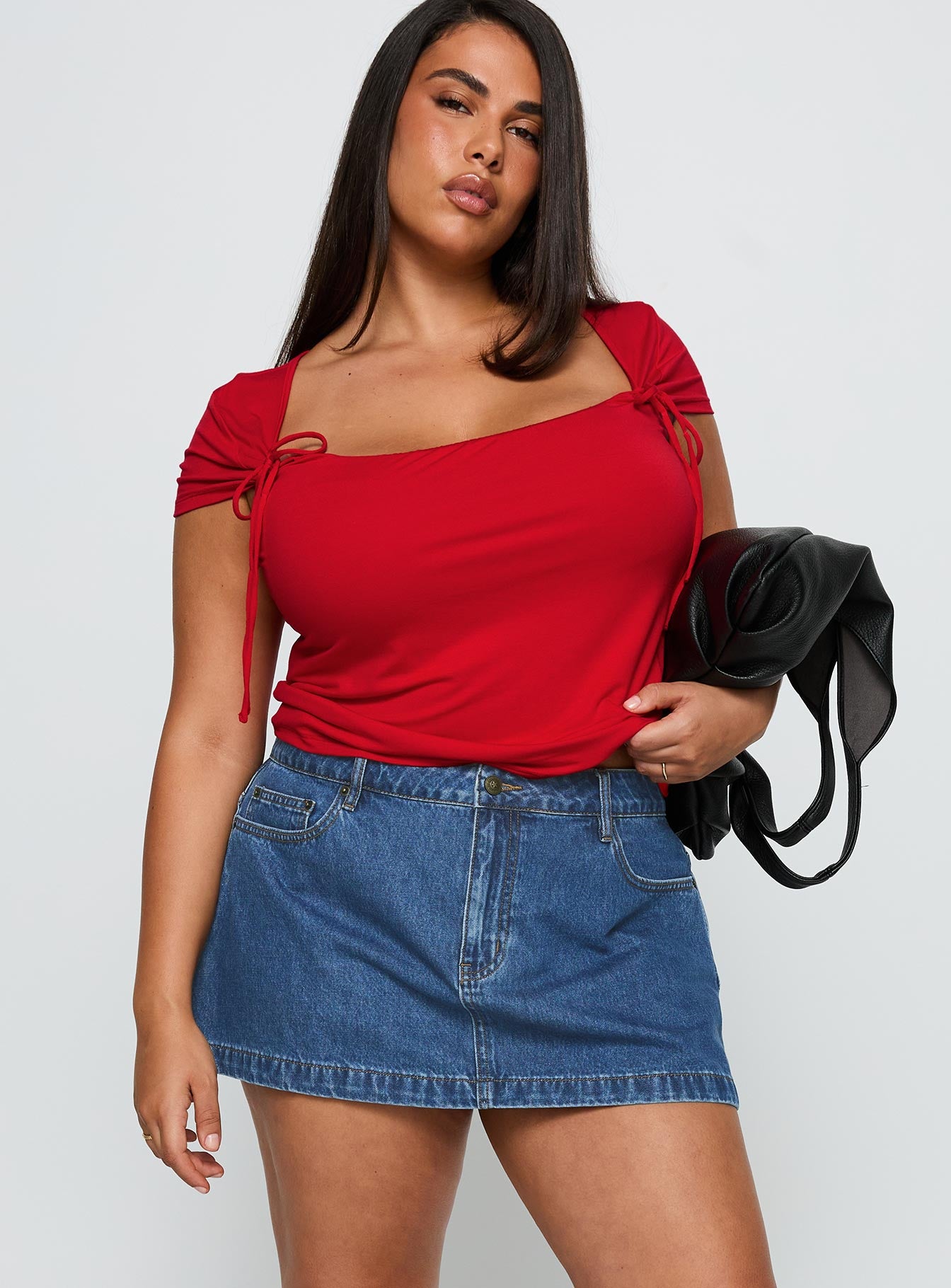 Nicolina Low Rise Denim Mini Skirt Light Wash Curve