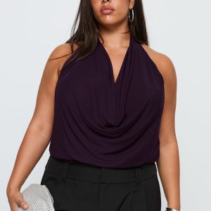 Carefree Days Cowl Neck Top Purple Curve