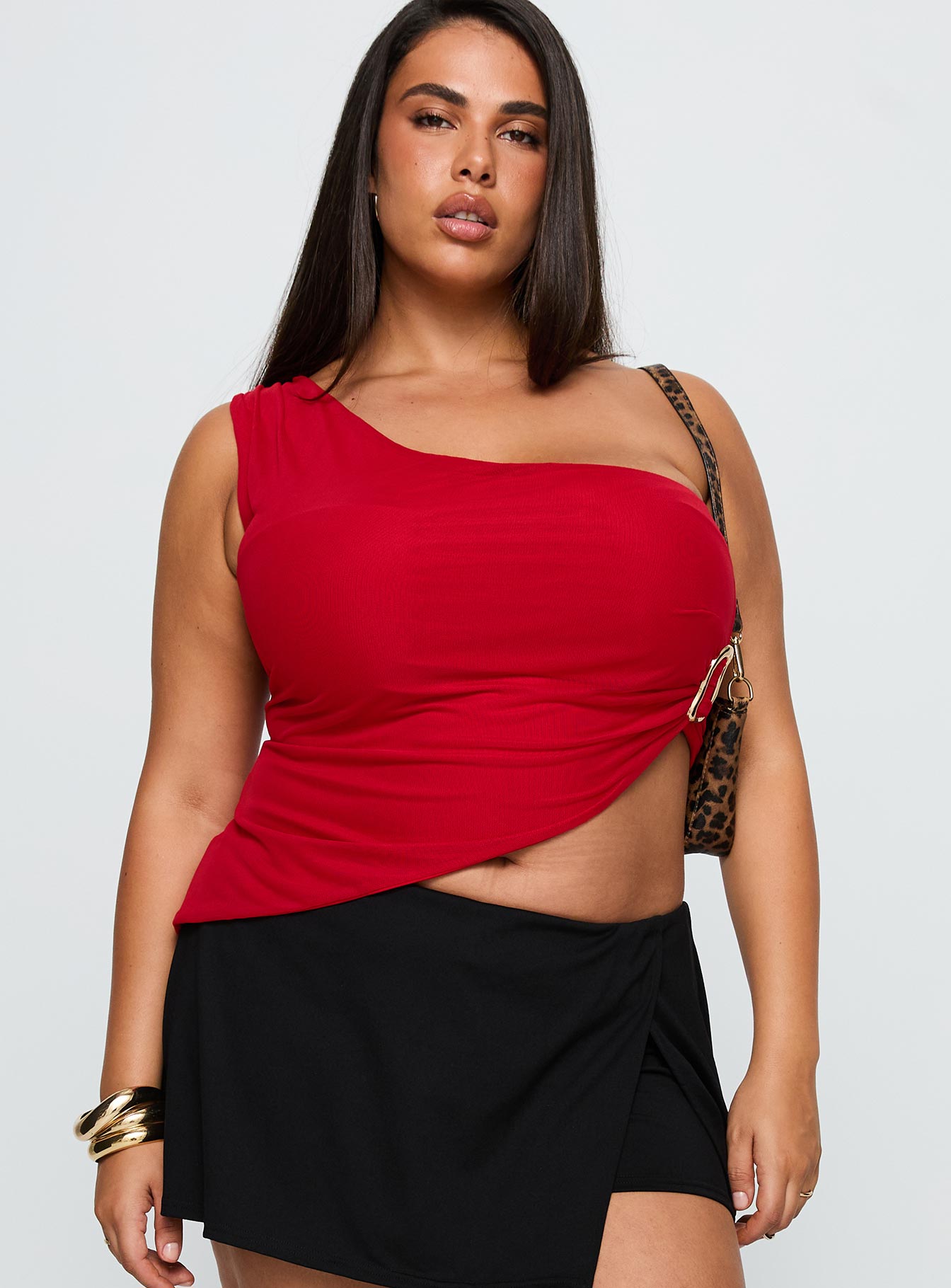 Machiatto One Shoulder Top Red Curve - Image 2