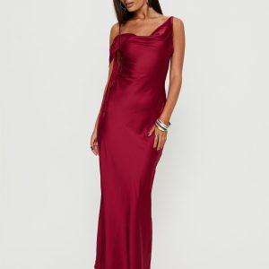 Silah Cowl Neck Maxi Dress Red