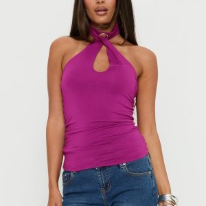 Amerika Twist Neck Top Purple