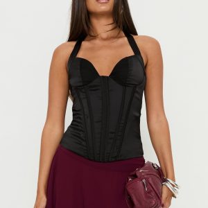 Raeshelle Halter Corset Top Black