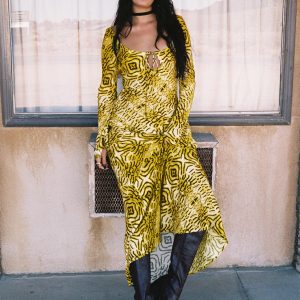 Setting Sun Long Sleeve Maxi Dress Yellow / Black