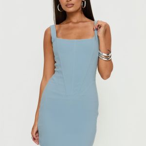Gizela Corset Mini Dress Dusty Blue