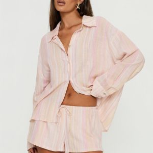 Opheliah Drawstring Shorts Pink Stripe