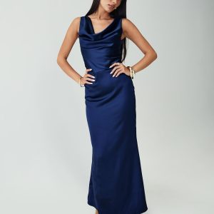 Soprano Plunge Maxi Dress Navy