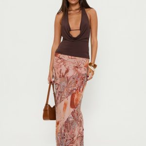 Dorella Spliced Maxi Skirt Pink Multi