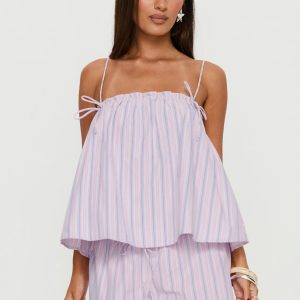 Pepita Flowy Frill Top Pink Stripe