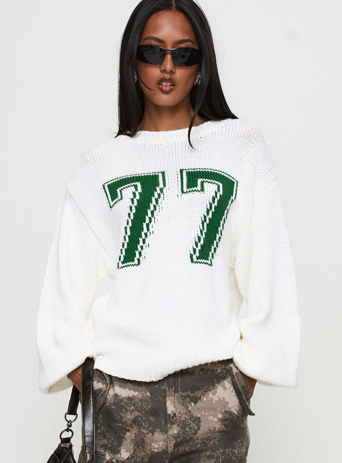 Summer 77 Knit Sweater White / Green - Image 2