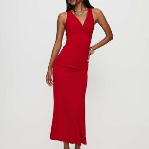 Mesmerise Halter Maxi Dress Red