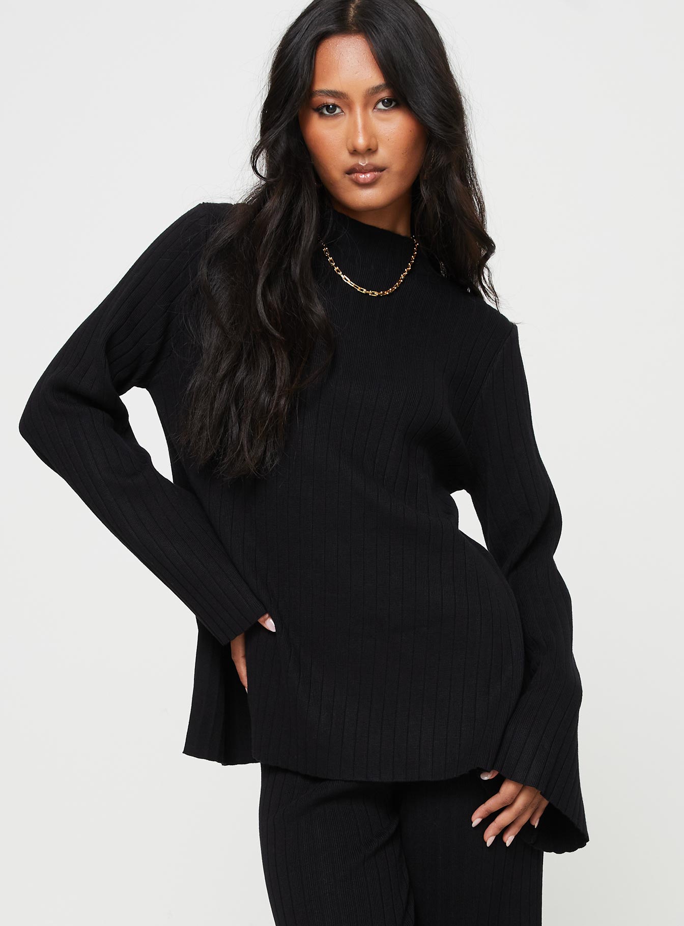 Allen Ribbed Sweater Black - Image 3