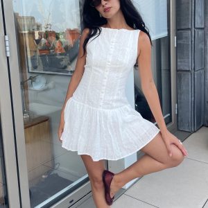 Sweeter Places Embroidered Mini Dress White