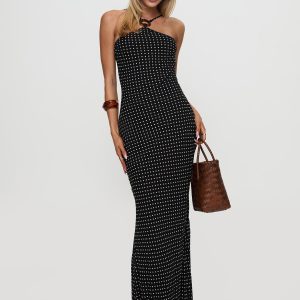 Evyn Halter Maxi Dress Polka Dot